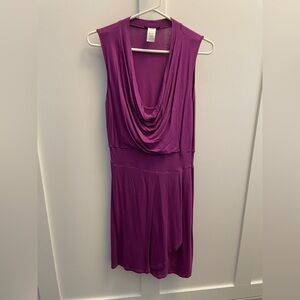 Purple Sleeveless Draped Dress